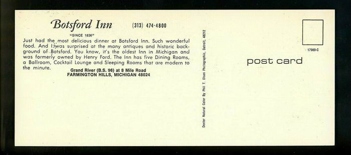 Botsford Inn - Old Postcard (newer photo)